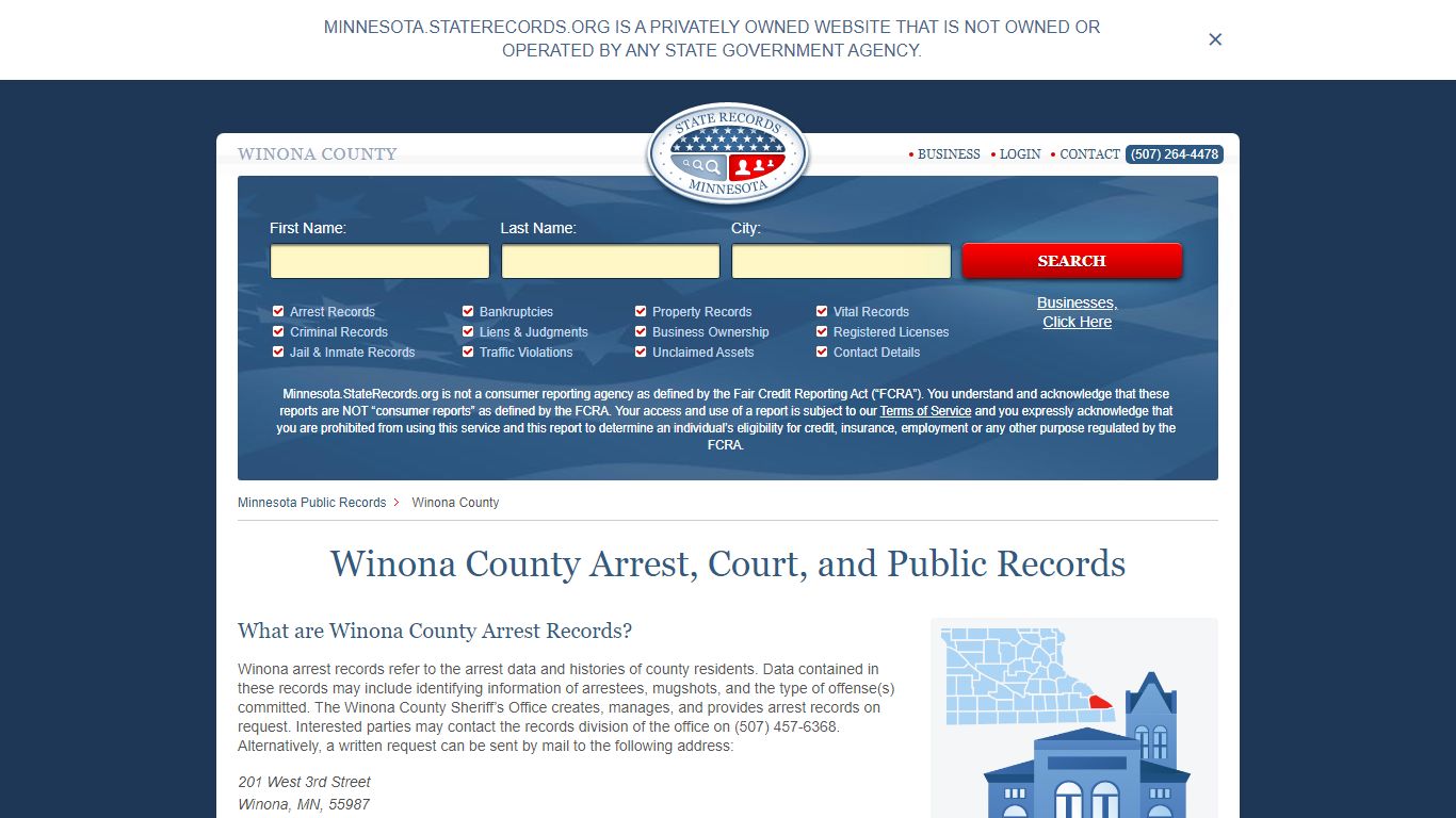Winona County Arrest, Court, and Public Records